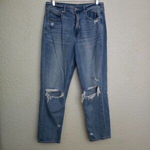 American Eagle Distressed Medium Wash Mom Jeans Women's Size 10